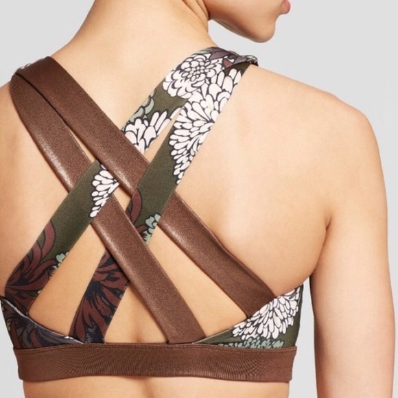 JoyLab Other - Joy Lab Brown Metallic Floral Print Sports Bra M